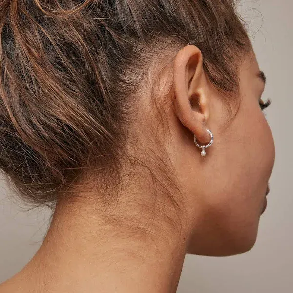 Hovedbilde ENAMEL bell perle hoops - sølv