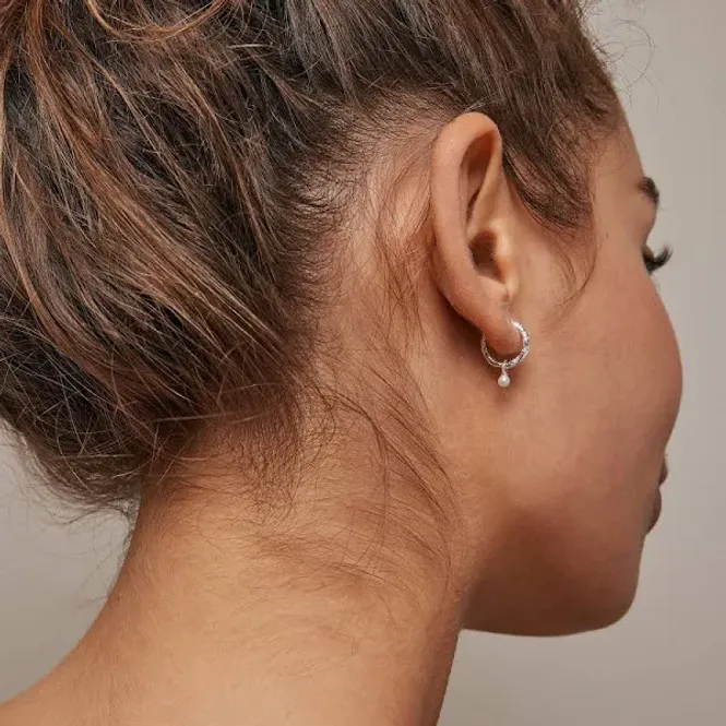 Hovedbilde ENAMEL bell perle hoops - sølv