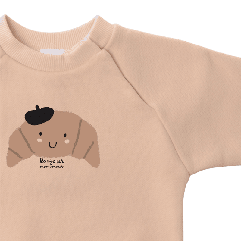 Beige sweatshirt med croissant