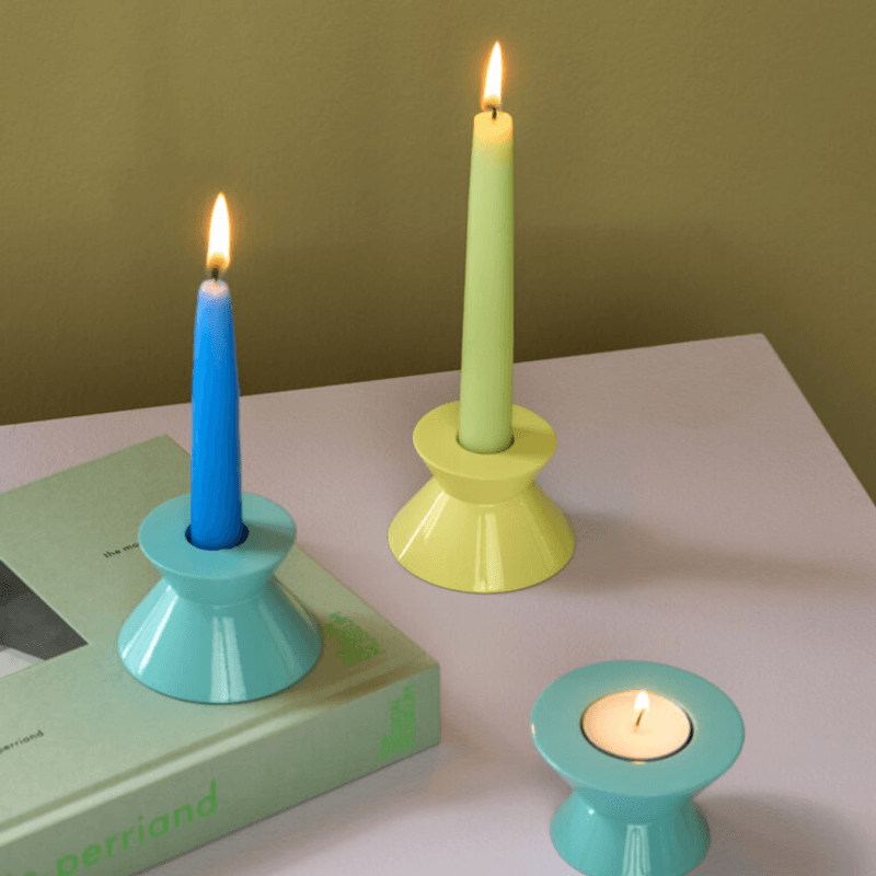 Dobbel lysestake kronelys / telys - gul