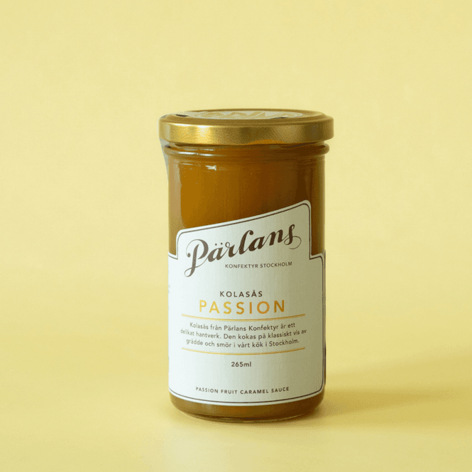 Hovedbilde Karamellsaus med passionfruit – glasskrukke