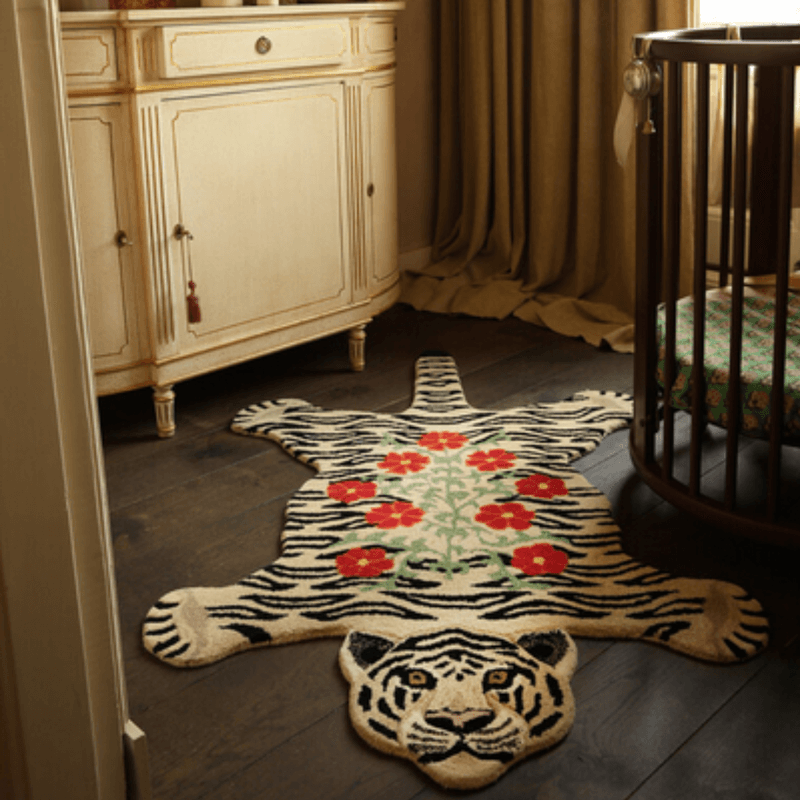  Floral White Tiger Rug Large