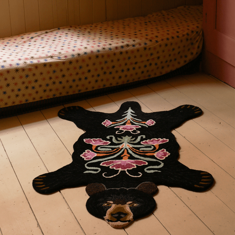 Blooming Black Bear Rug Large 
