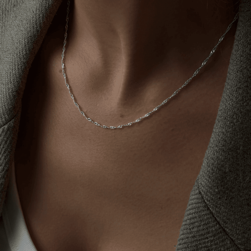 Twisted Rope Necklace Silver