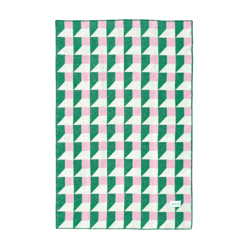 Cubics ullpledd  - grønn / rosa