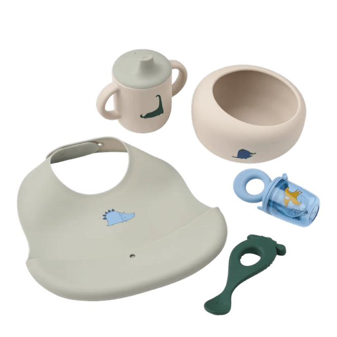 Hovedbilde Mileah Baby starter sett -  Dino Roar / Dove blue