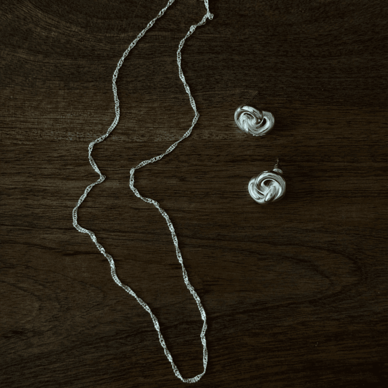 Twisted Rope Necklace Silver
