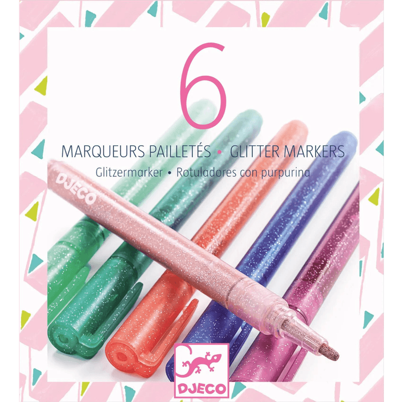 Tusjer med glitter - 6 stk