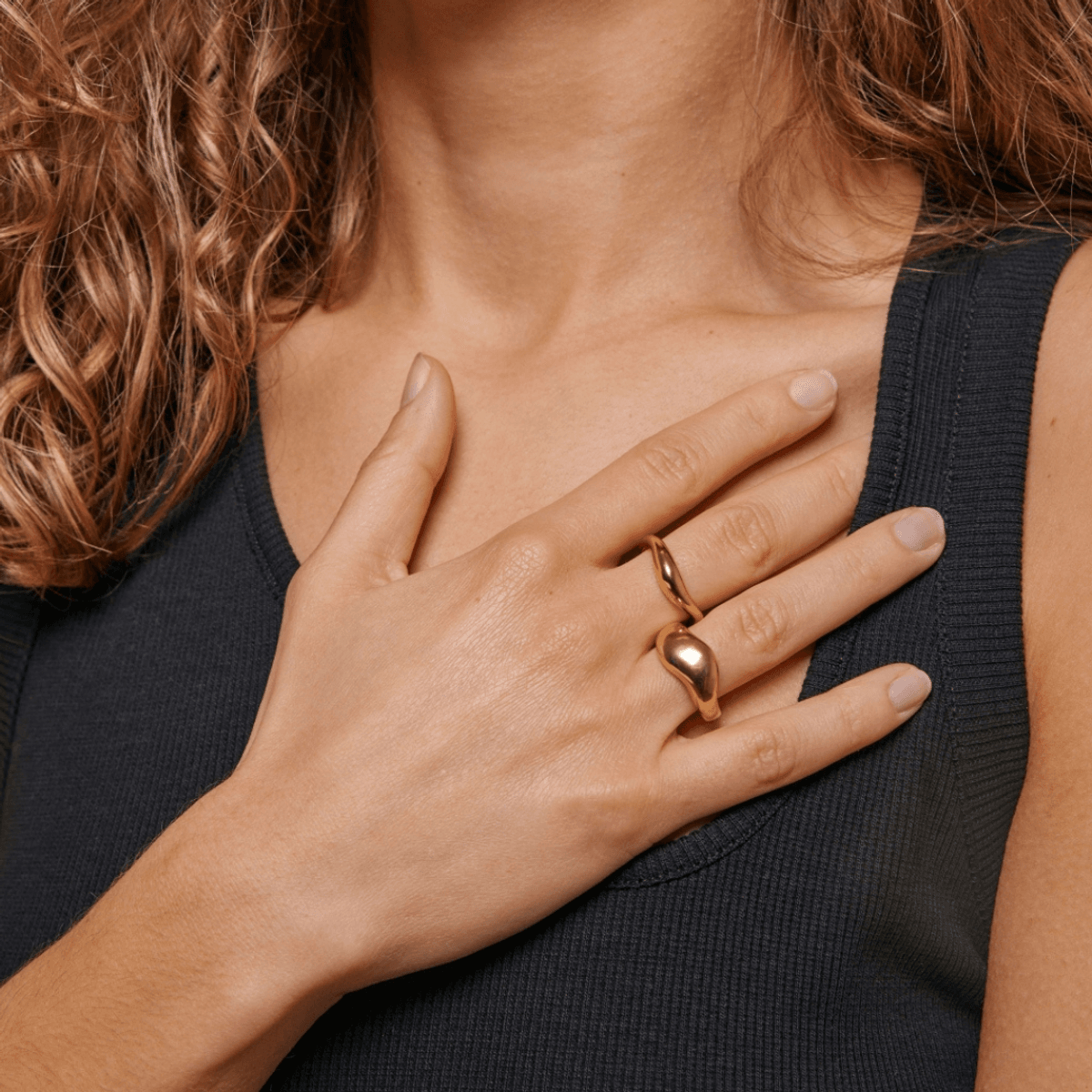 ENAMEL Agnete gull ring - Large