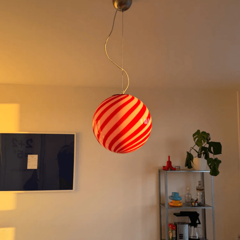 Murano Candy Pendel Rød/hvit Swirl *Bestillingsvare