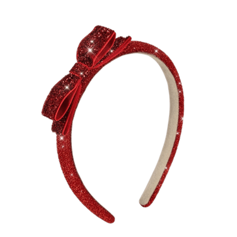 Hårbøyle med fløyelssløyfe - Rød Glitter