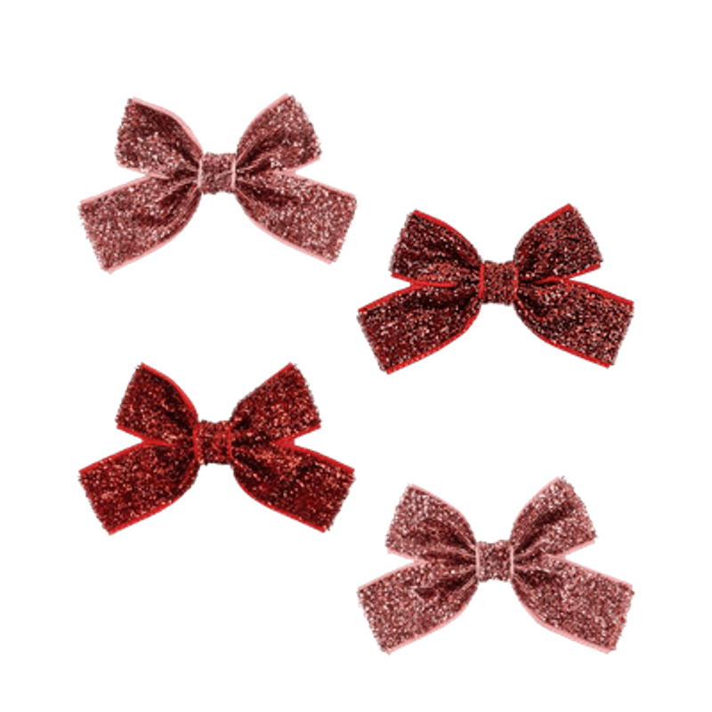 Micki Bow Hair Clips 4-pk - Glitter hårsløyfe
