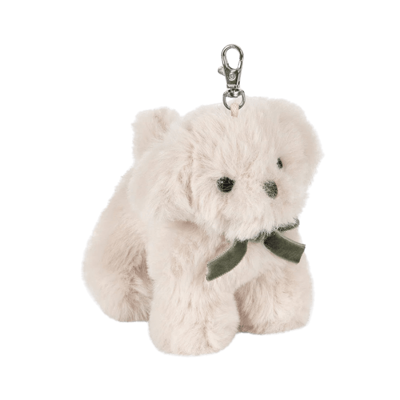 Bag charm - Hund m / grønn sløyfe