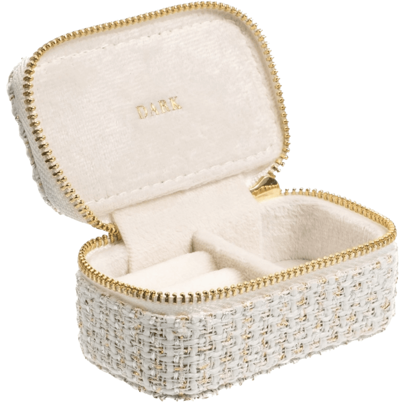 Smykkeskrin Micro - Tweed Off White w / gold
