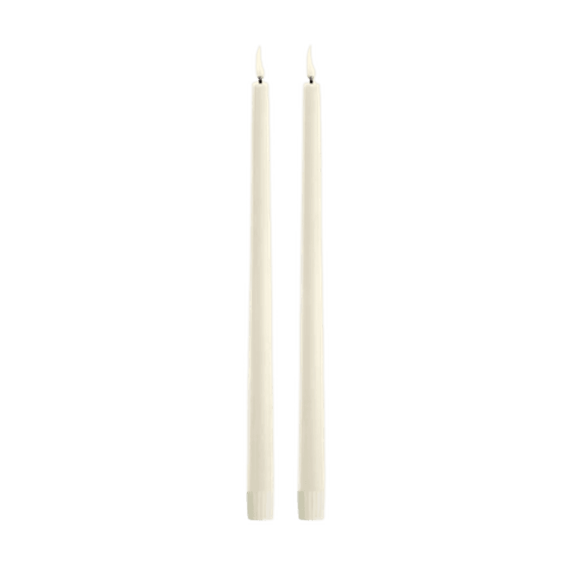 LED Lange Kronelys Ivory Ø 2,3 x 32 cm, sett av 2