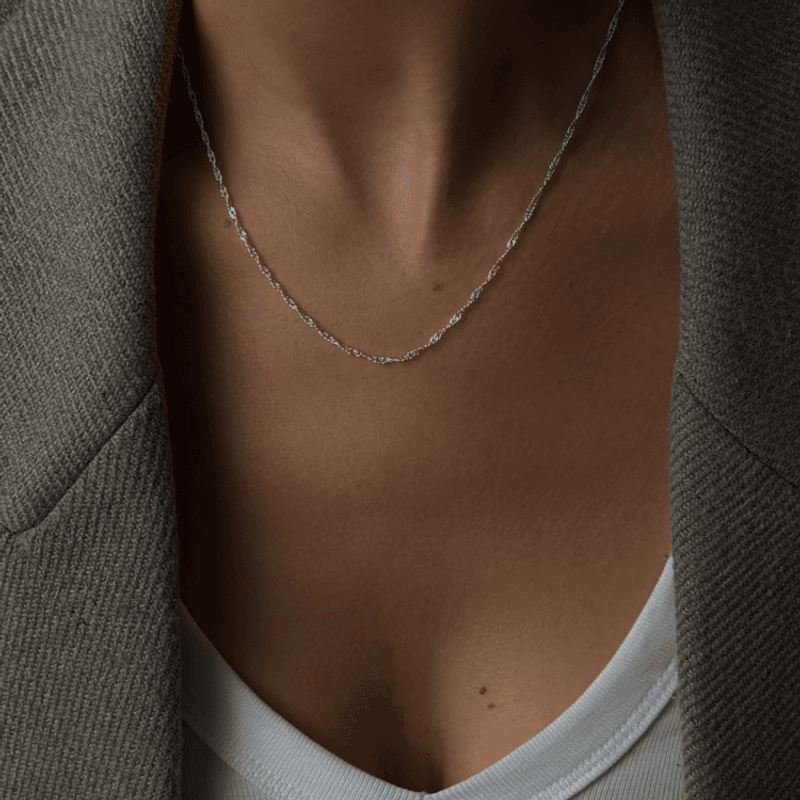 Twisted Rope Necklace Silver