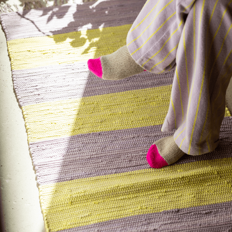 Chindi Rug - lilac & neon yellow