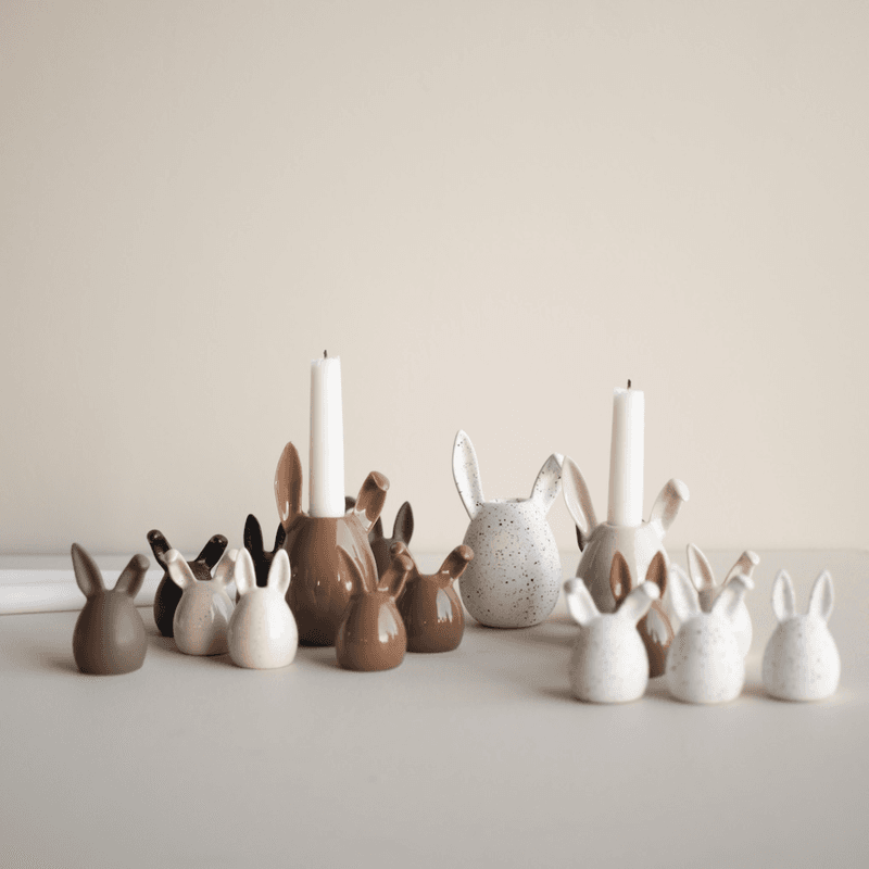 Rabbit candle holder - shiny nougat
