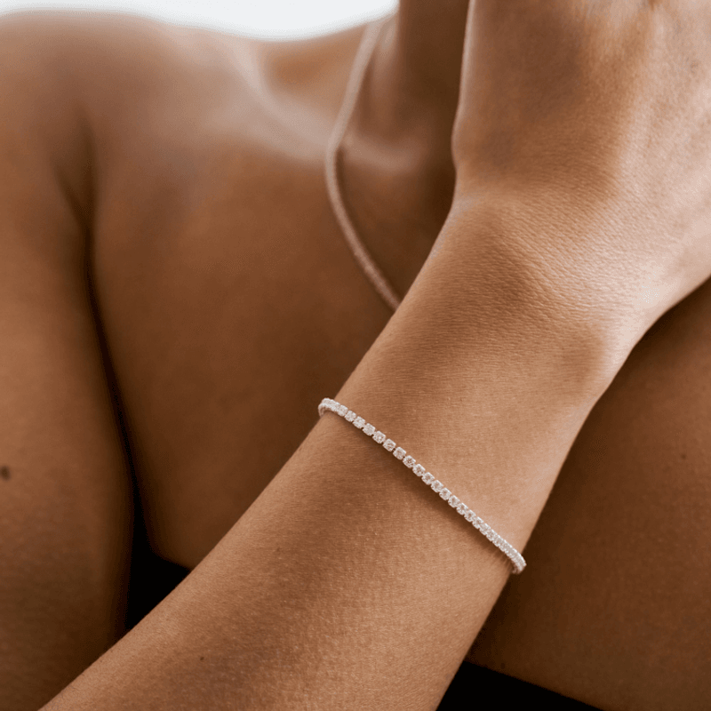 Thin Tennis Bracelet Silver