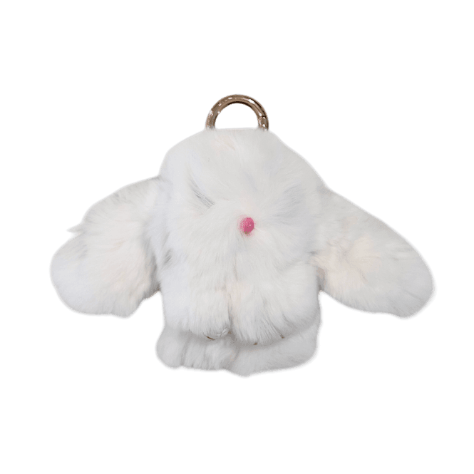 Hovedbilde Fluffy bunny bag charm - White