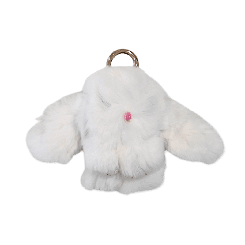 Fluffy bunny bag charm - White