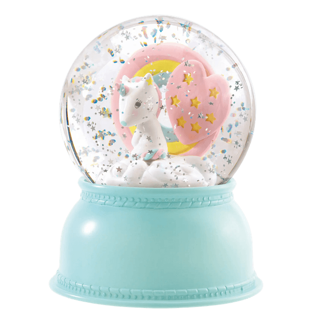 Hovedbilde Nattlampe i snøkule med enhjørning