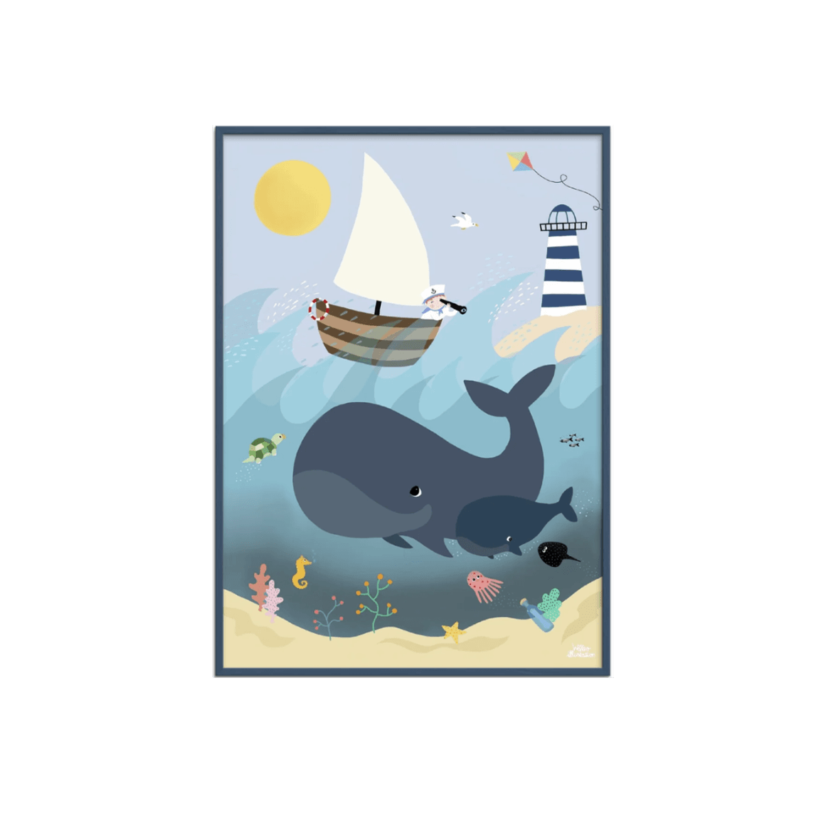 Poster og ramme - Whales and Waves