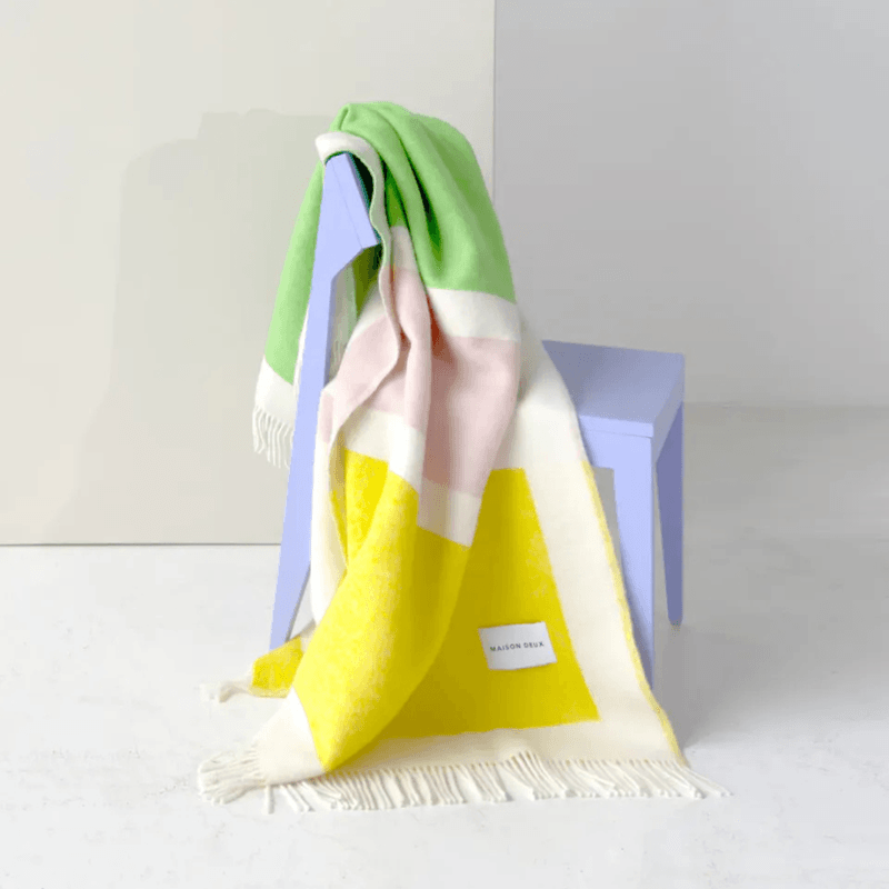 Colorblock ullpledd - No.2 Gul