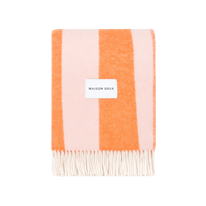 Rough Stripe ullpledd -  Pink / Carrot
