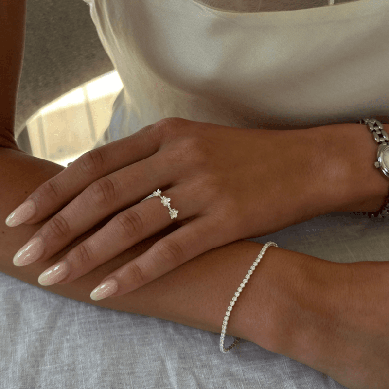 Triple Flower Ring Silver