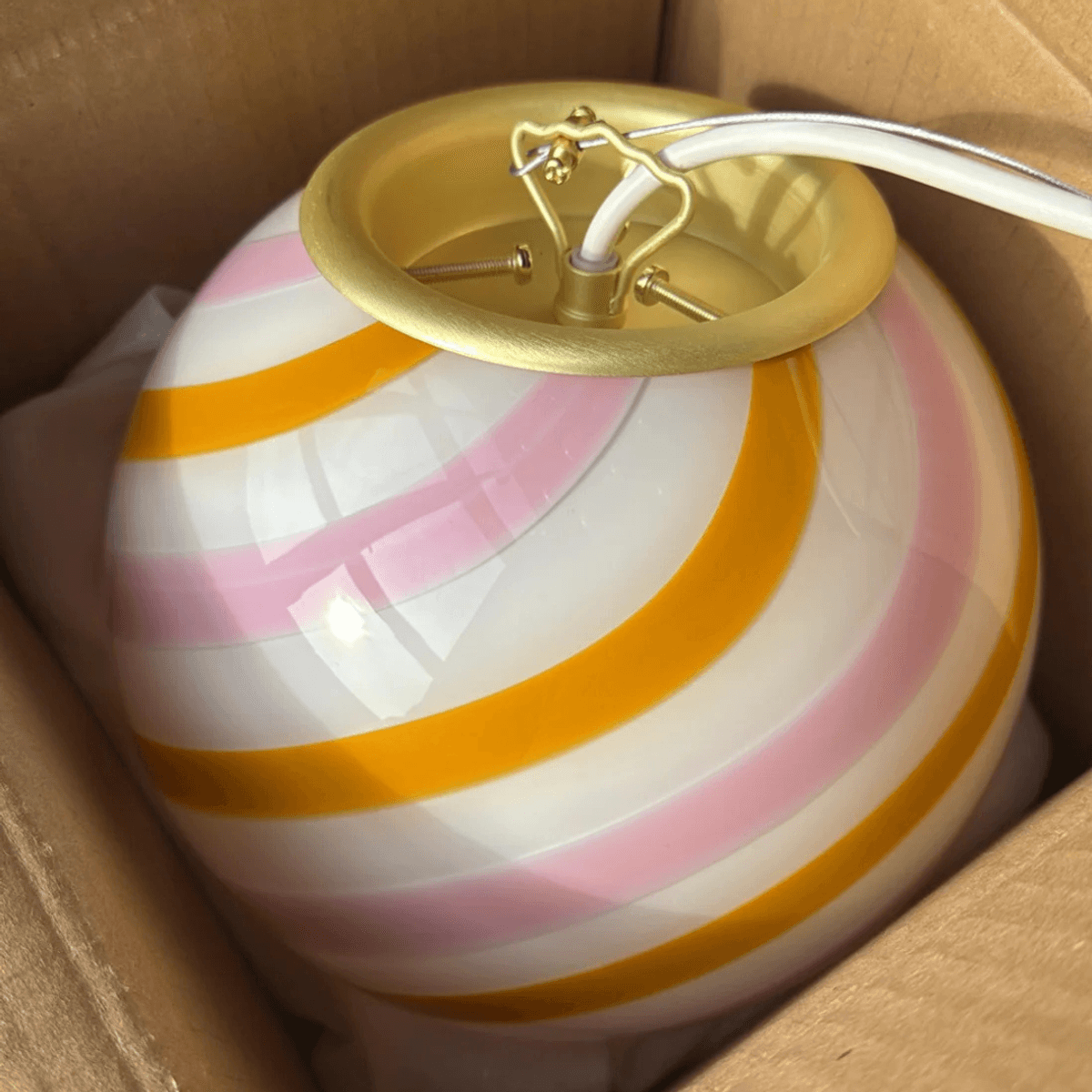Murano Candy Pendel Rosa / Orange Swirl *Bestillingsvare